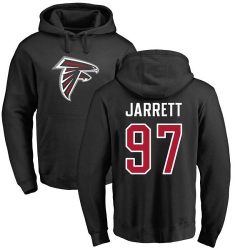 Atlanta Falcons Men Black Grady Jarrett Name And Number Logo NFL Football #97 Pullover Hoodie Sweatshirts->nfl t-shirts->Sports Accessory